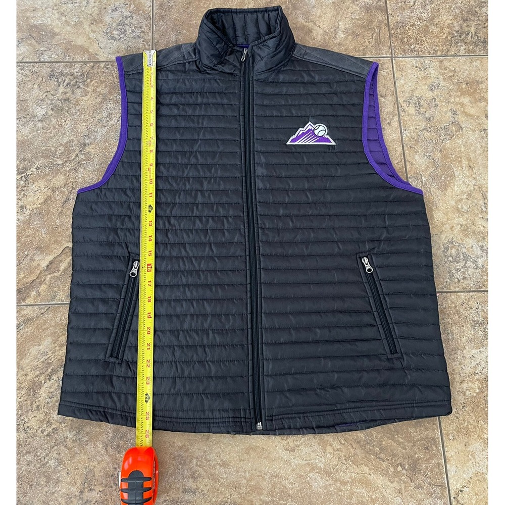 MENS USED COLORADO ROCKIES EXCLUSIVE QUILTED BASEBALL VEST SIZE XL